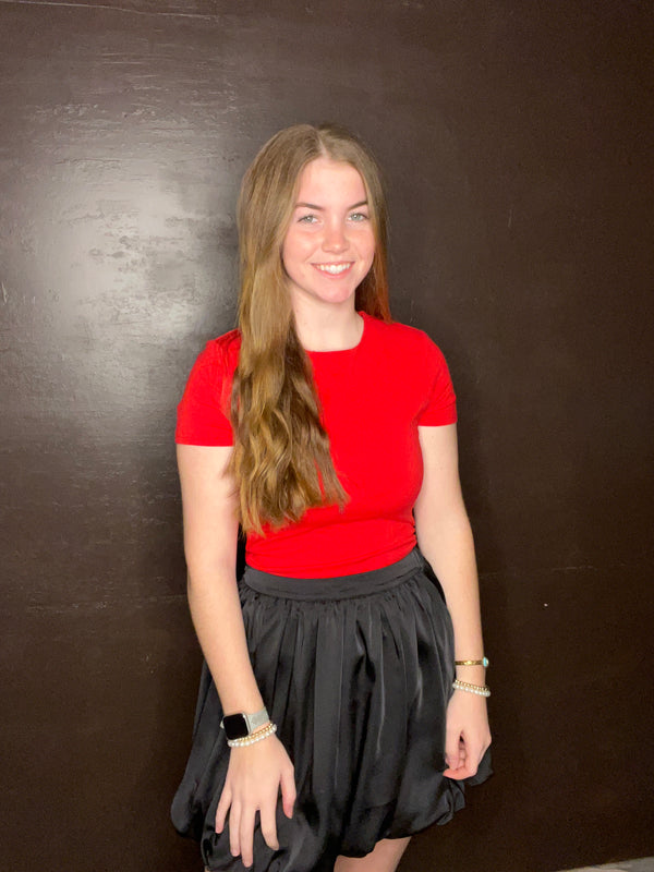 Desert Bloom Bubble Mini Skirt: Black