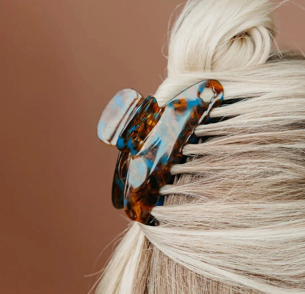 Tortoise Teal Midi Claw Clip