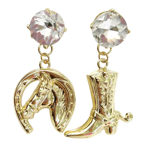 Western Boot Earrings - Gold
