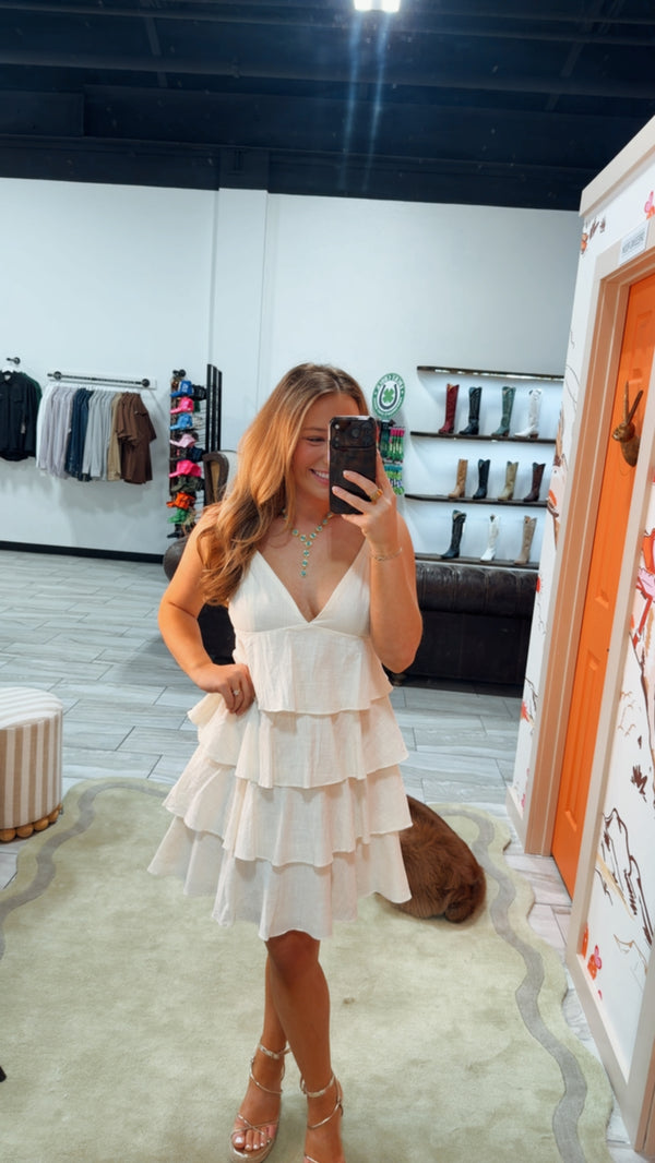 Riley Ruffle Cream Dress
