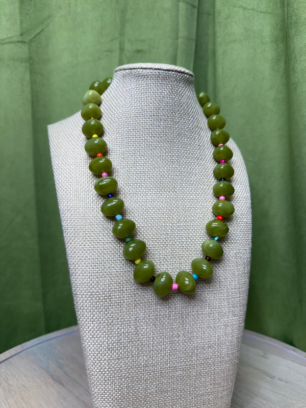 Darby Beaded Necklace - Chartreuse