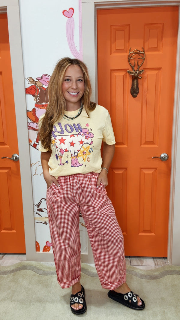 The Bella Gingham Pants: Red/White