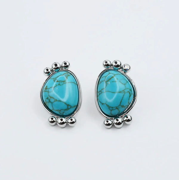 Turquoise Silver Serenity Studs