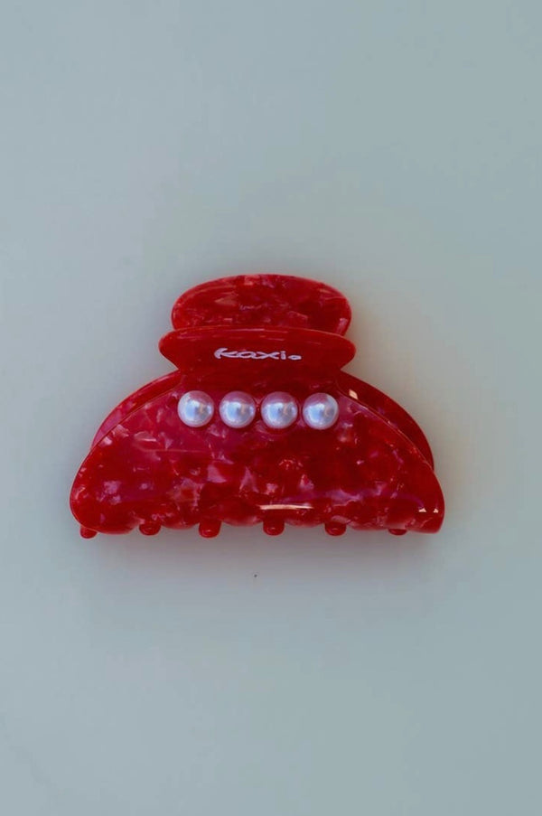 Red Pearl Midi Claw Clip