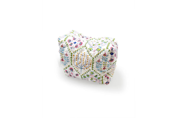 Tavi White Quilted Large Makeup Bag