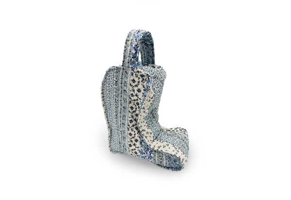 Paige Patchwork Stripe Blue Quilted Boot Bag
