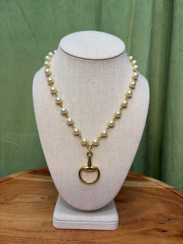 Vintage Faux Pearls w/ Vintage Gold Plated Horse Bit