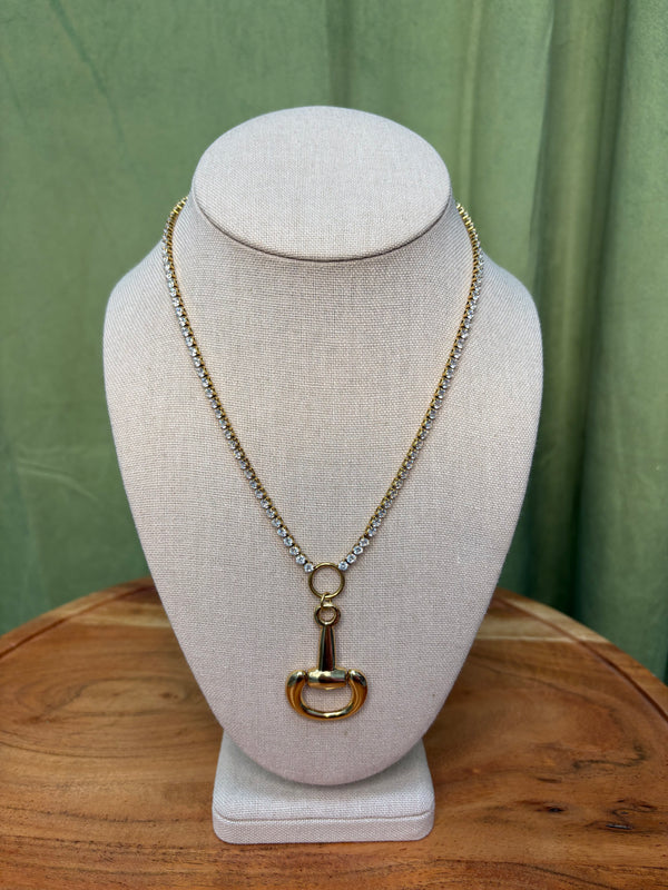 Vintage Rhinestone Chain w/ Vintage Gold Plated Horse Bit