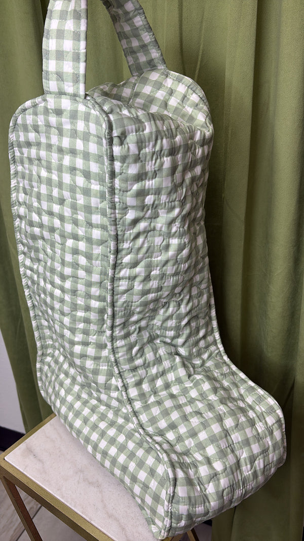 Gingham Sage Tall Boot Bag