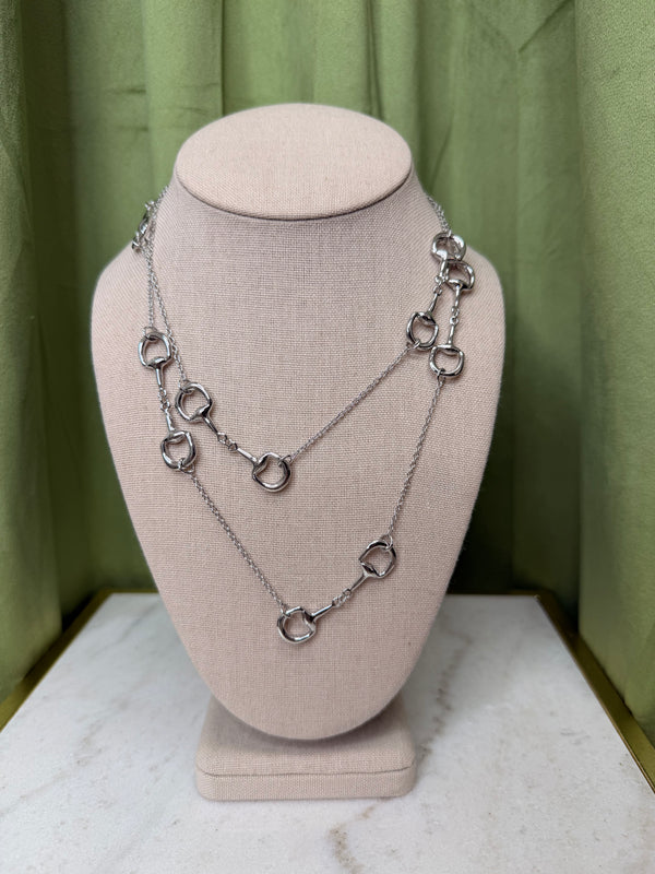 Longer Continuous Horse Bit Necklace - Silver