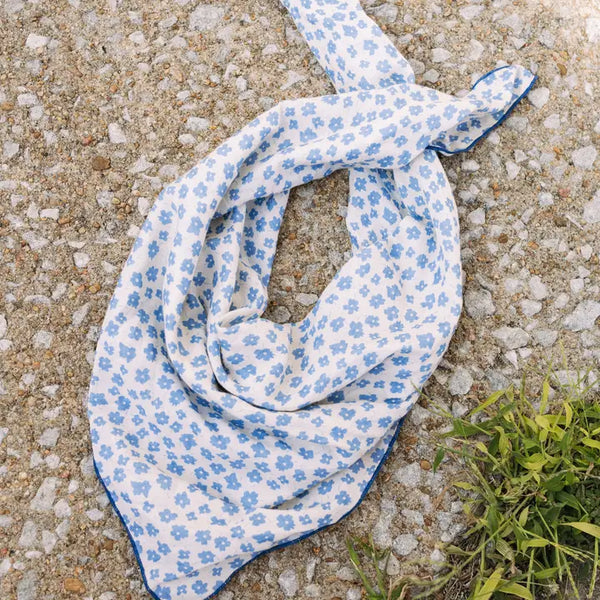 Flower Child Bandana Scarf - Blue