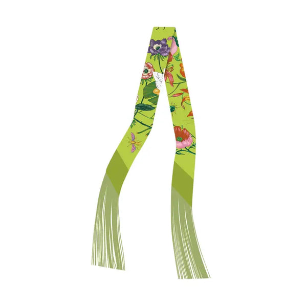 Meadow Bloom Twilly with Fringe: Green
